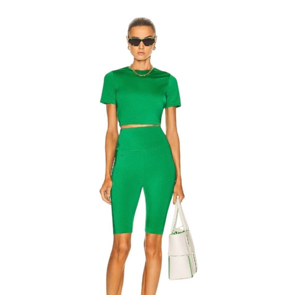 Wolford Workout Shirt Top Size Large Tight Green Cropped Baby Tee Club Cyberpunk